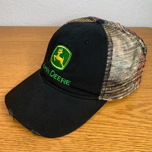 John Deere Distressed Camo Trucker Hat - Picture 2 of 5